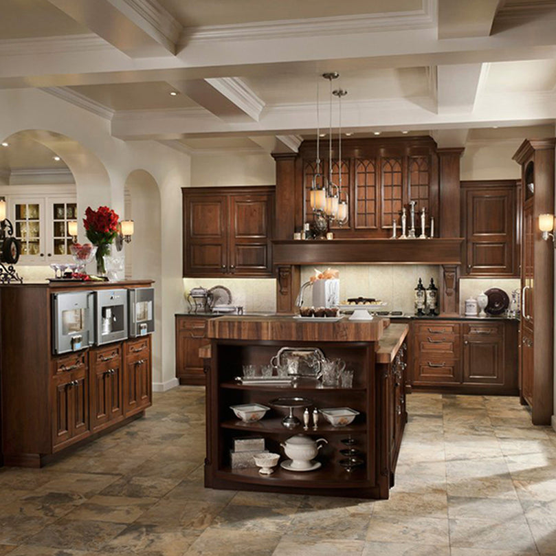 American Classic Design Customized Solid Wood Modular Kitchen Furniture Design