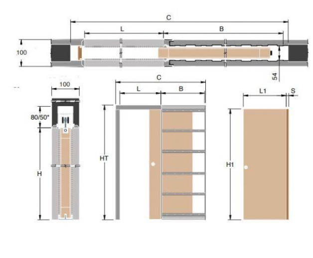 Composite Interior Wooden room Sliding Pocket Door
