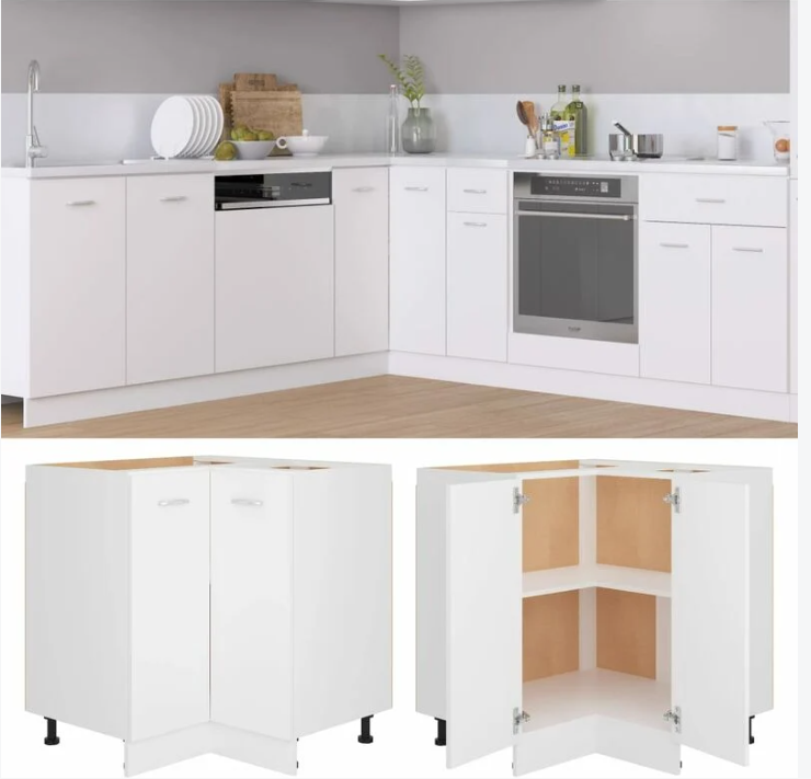 White Different Size The Unit of Kitchen Base Corner Frameless Cabinet