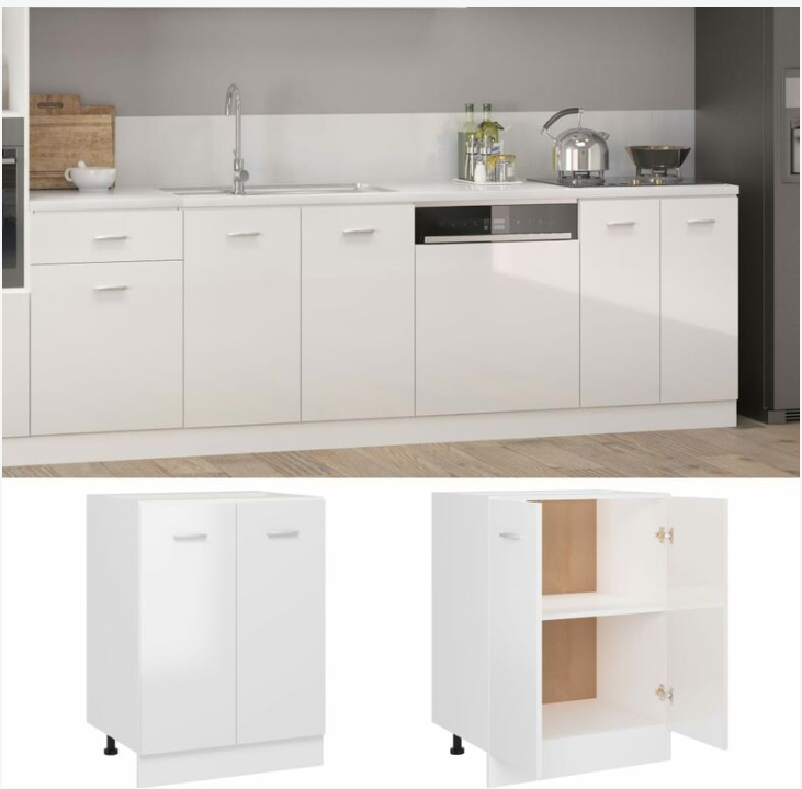 White Different Size The Unit of Two Doors Kitchen Base Frameless Cabinet
