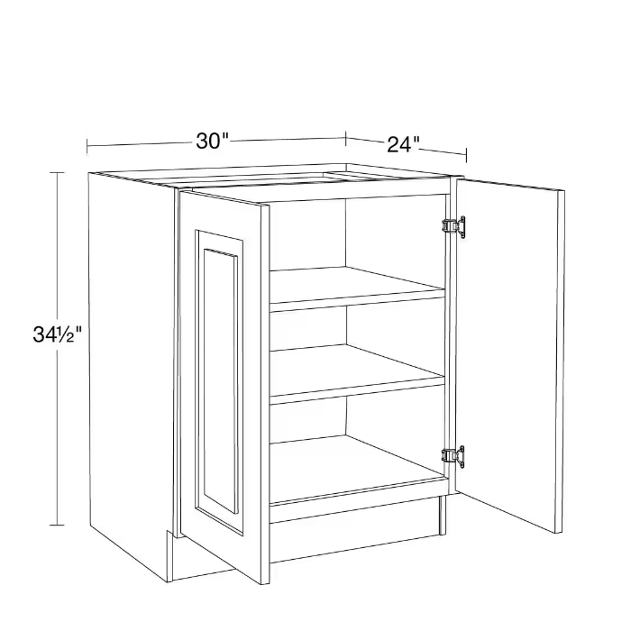 Double Doors Solid Wood Kitchen Framed Base Cabinet 70cm Unit