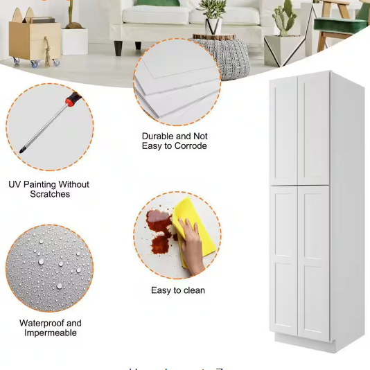 Double Doors Kitchen Framed Pantry Tall Cabinet 80 Cm Unit