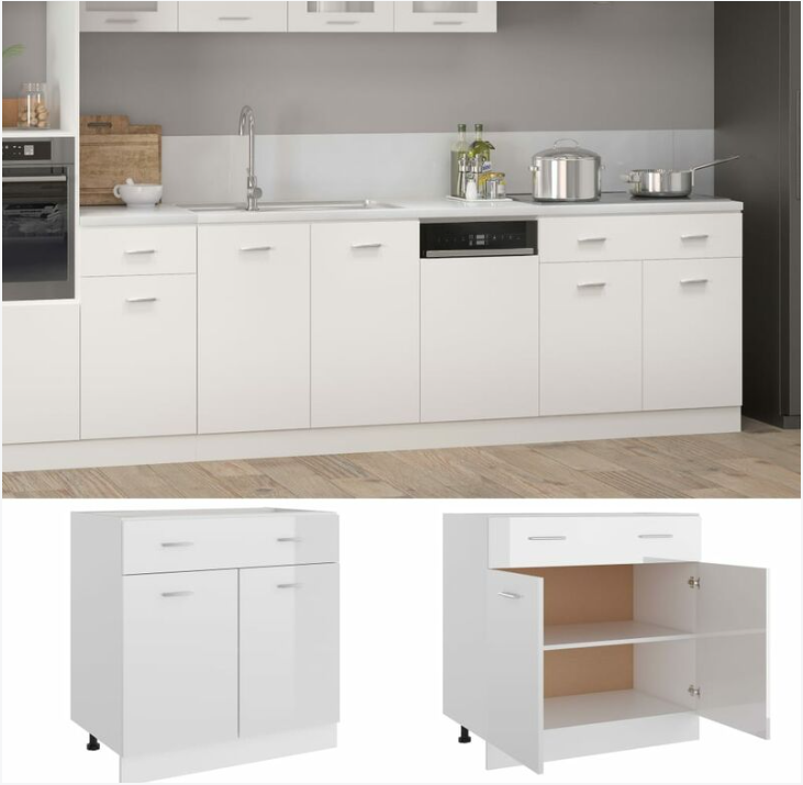 Different Size Two Doors Two Drawers Frameless Kitchen Base Cabinet 80cm Unit