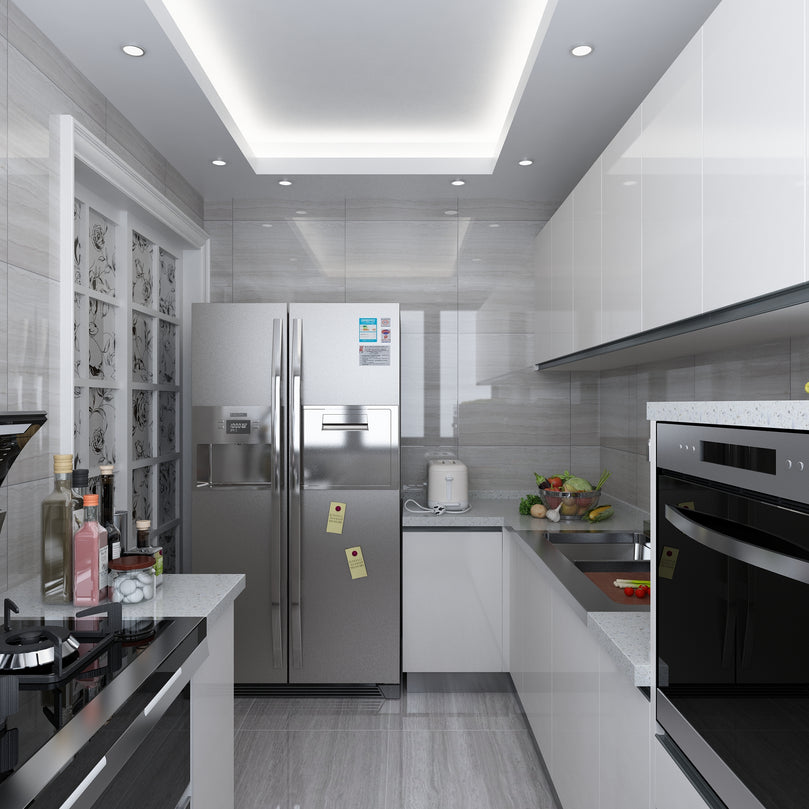 DIY Customized white Glossy Kitchen Cabinets and Laminated Modern Custom Kitchen Cabinet