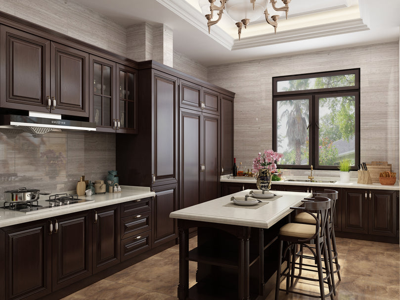 American Classic Design Customized Solid Wood Modular Kitchen Furniture Design