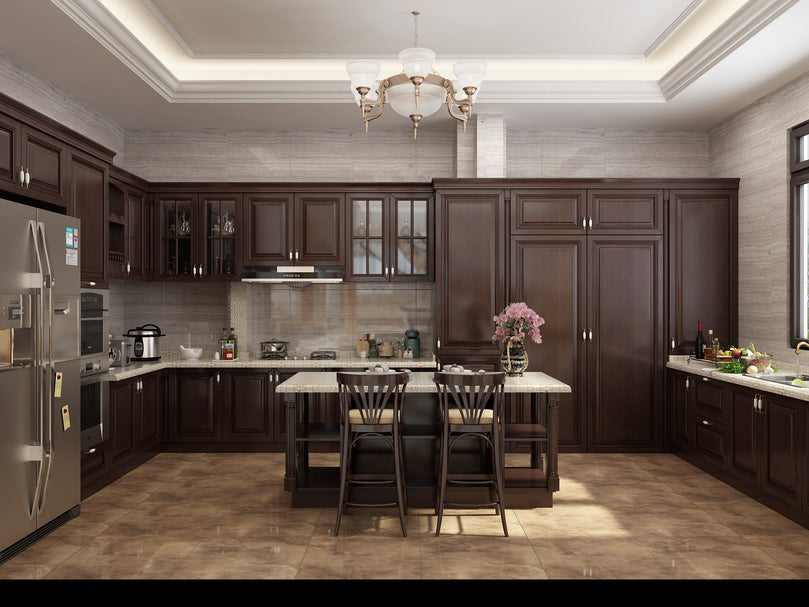 American Classic Design Customized Solid Wood Modular Kitchen Furniture Design